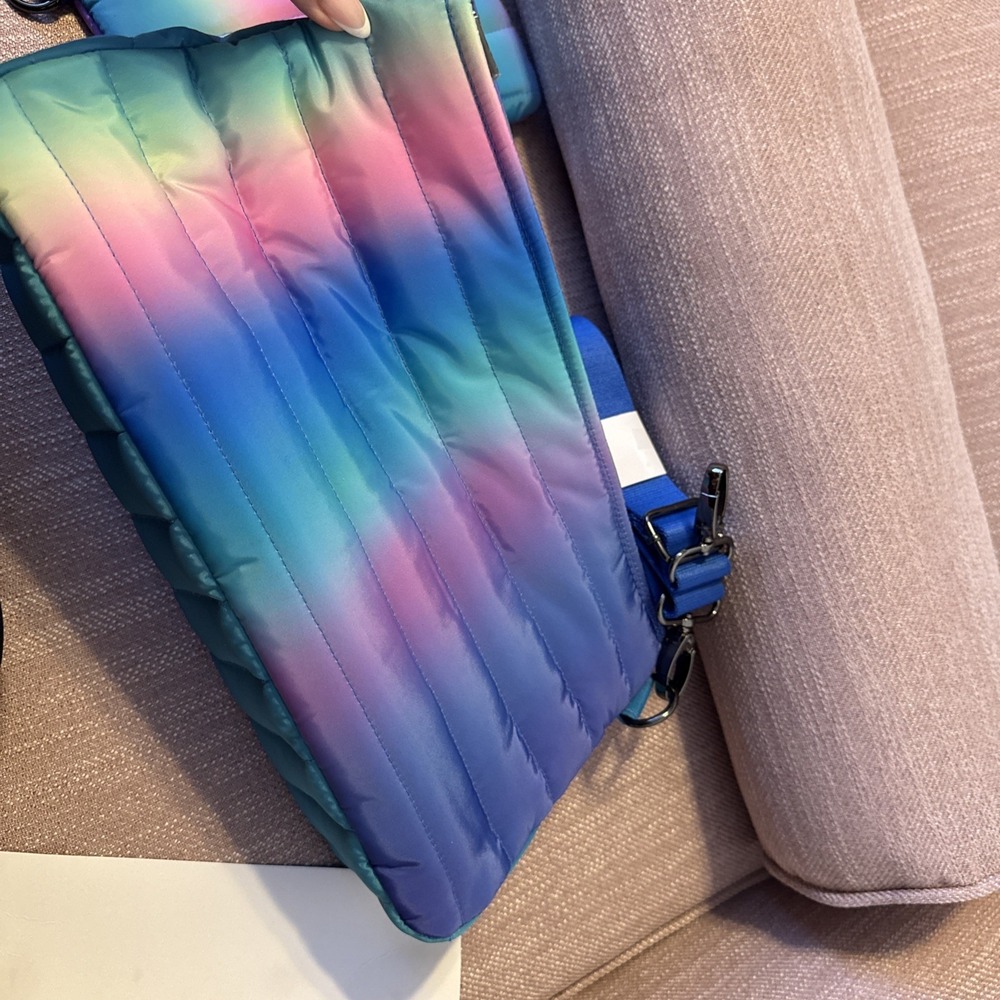 Think Royln Bank Street XL Crossbody w/Pouch Blue Lagoon Ombre Quilted RFID - Picture 11 of 15